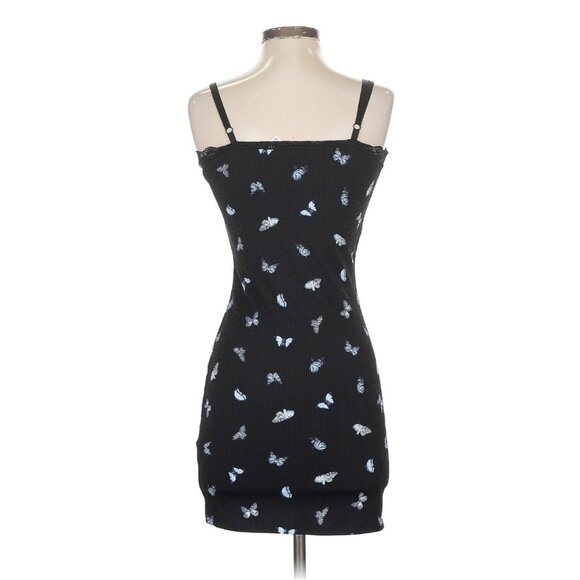 Divided X H&M Black Coquette Ribbed Butterfly Mini Dress Y2K Revive Grunge S - Picture 9 of 14